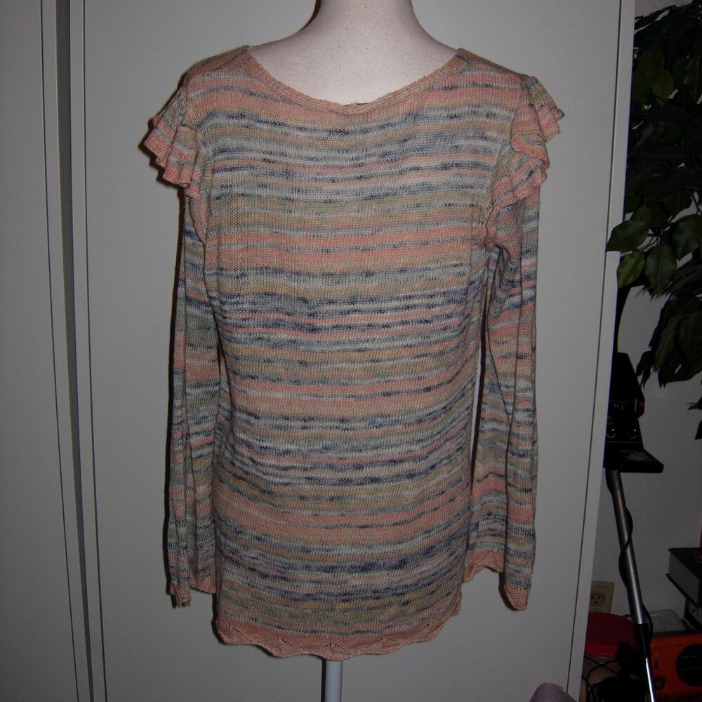 Democracy Ruffle Button Front Sweater L - Picture 6 of 7